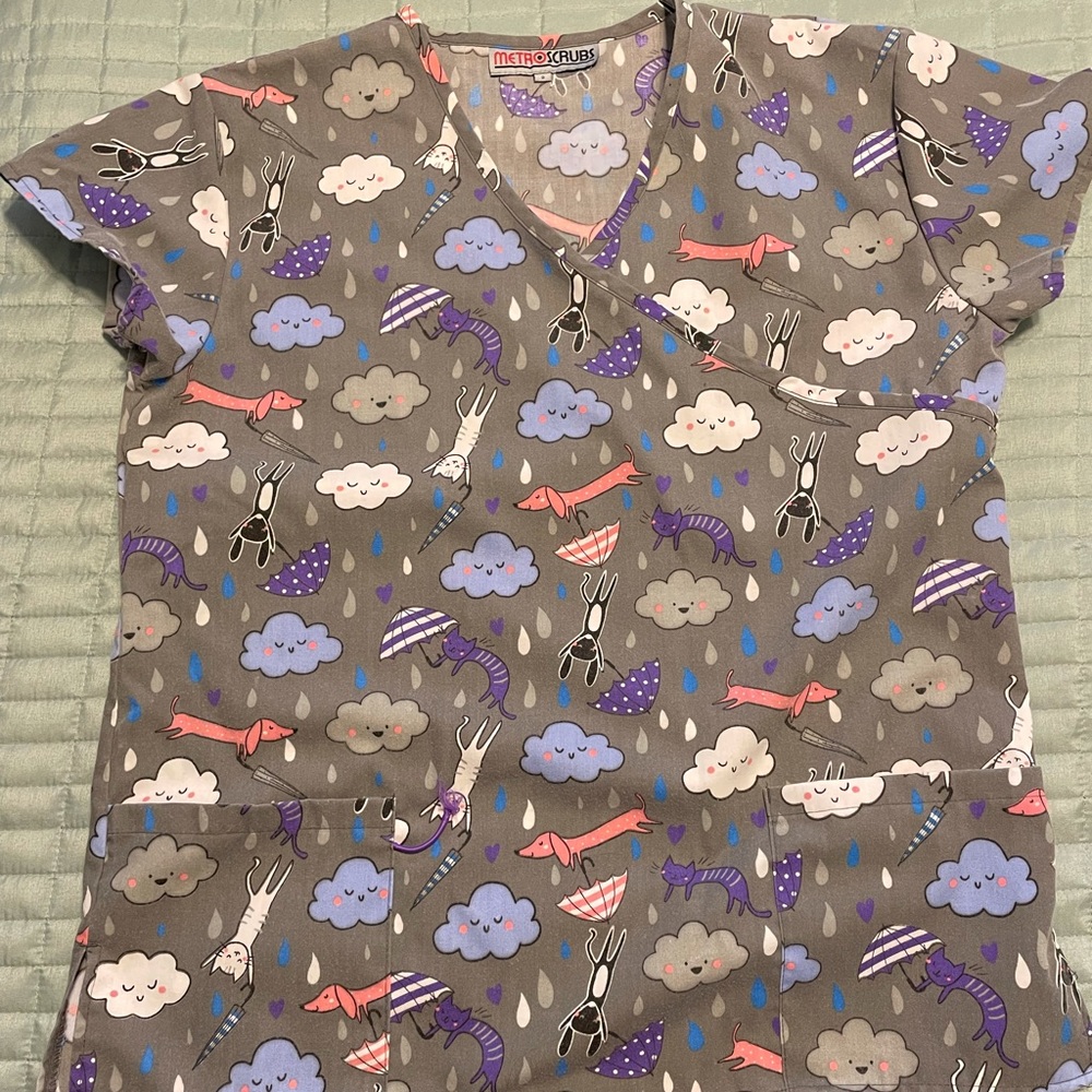 Raining Cats and Dogs Scrub Top